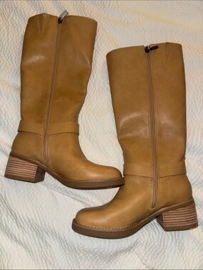 House of Harlow 1960 Tan Mid-Calf Leather Heeled Boots